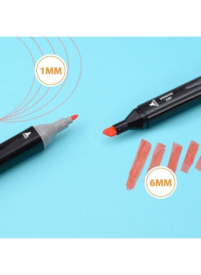 Graphic Marker Set (36Colors) Multicolor Dual-Tipped Markers with Bag for Sketching, Calligraphy, and Design - Coloring Pen Set - Coloring and Drawing Ink for Kids and Adults - Perfect Coloring Pen Set for Artists and Hobbyists with Stylish Carrying Case Suitable for Art Gifts - Graffiti, Coloring, Outlining, Shading - Marker and Painting Projects with Bag - Image 2